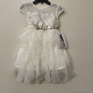 Baby girl dress size 2T ivory and gold